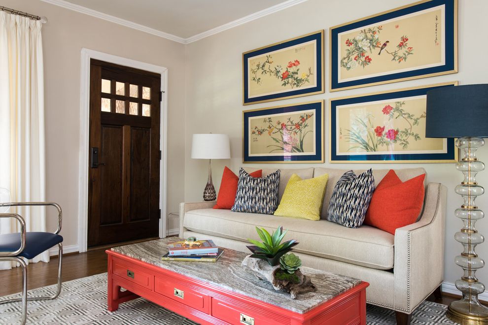 Ottoman Coffee Table for Transitional Living Room with Orange Coffee Table