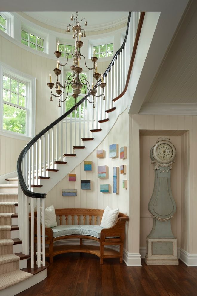 Oversized Wall Clocks for Beach Style Staircase with Runner
