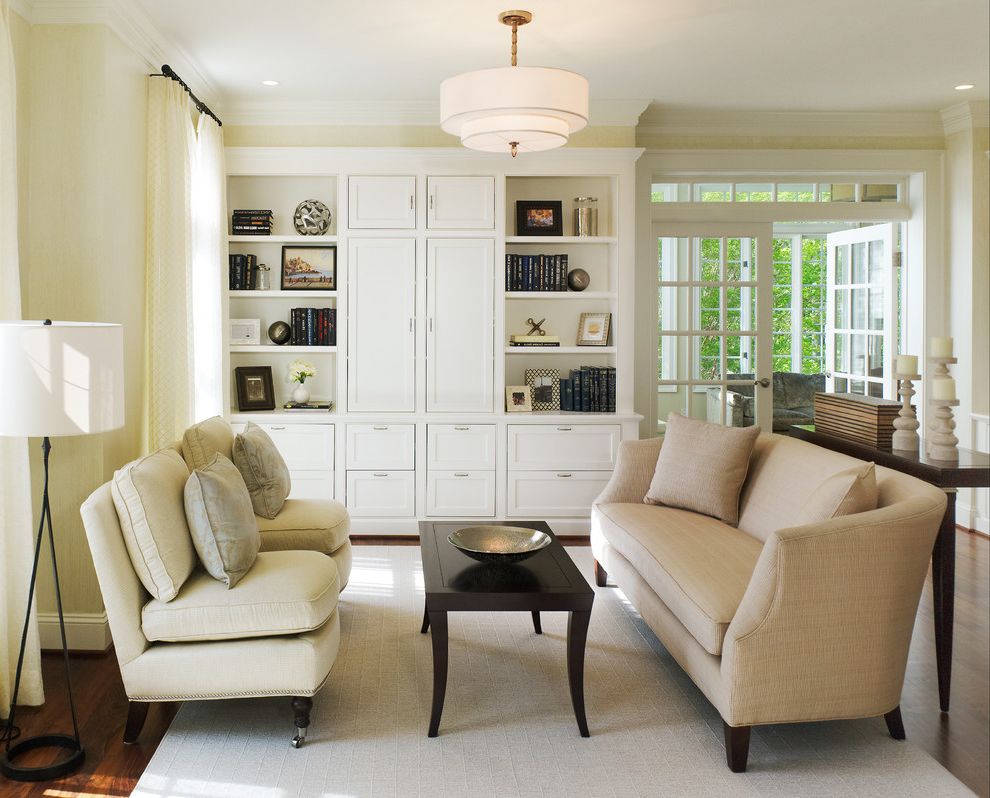 Slipper Chair for Transitional Living Room with Drum Pendant