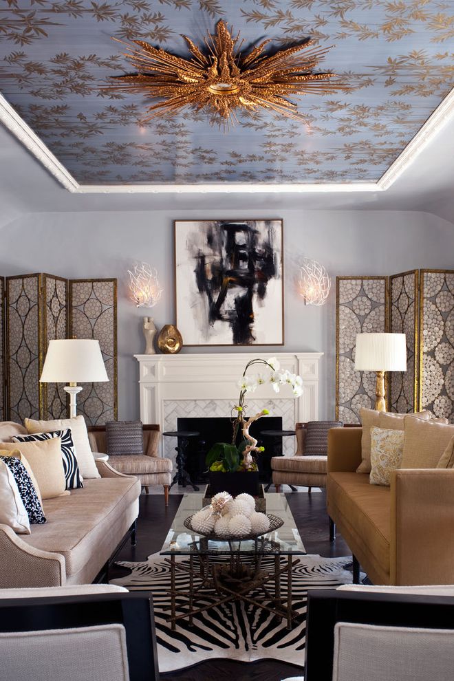 Starburst Mirror for Transitional Living Room with Settee