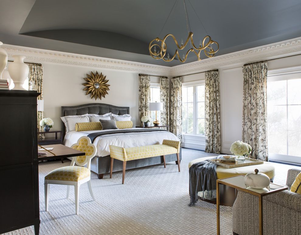 Sunburst Mirror for Traditional Bedroom with Barrel Vault Ceiling