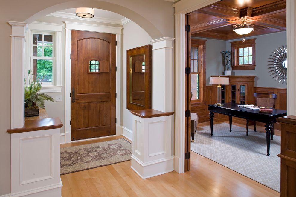 Sunburst Mirror for Traditional Entry with Arch Doorway