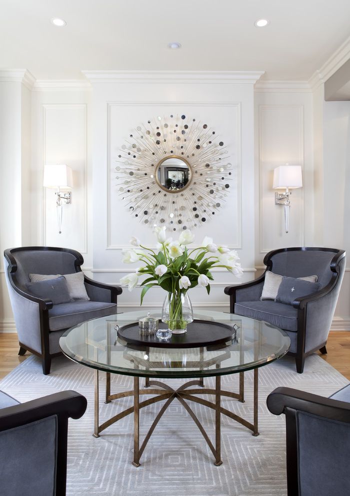 Sunburst Mirror for Traditional Living Room with Candle Sticks