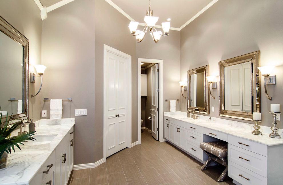 Uttermost for Transitional Bathroom with Grey Tile