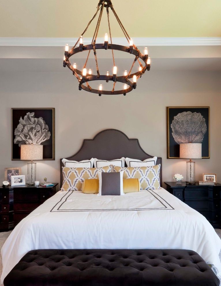 Uttermost for Transitional Bedroom with Padded Headboard