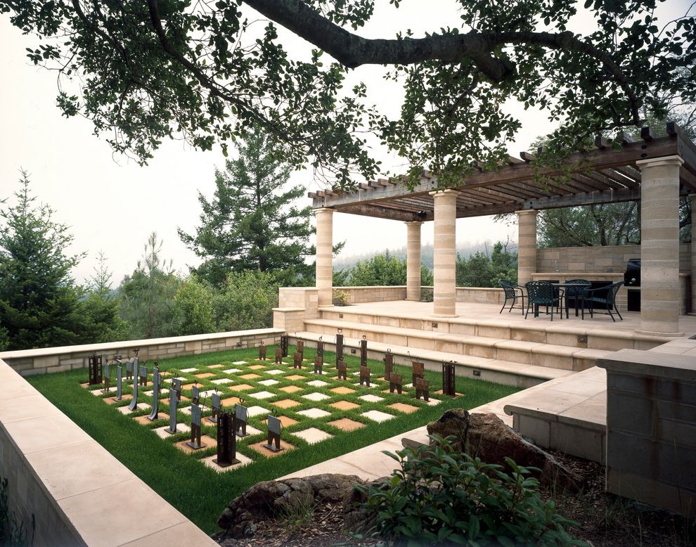 5 Piece Dining Set with Contemporary Landscape Trees
