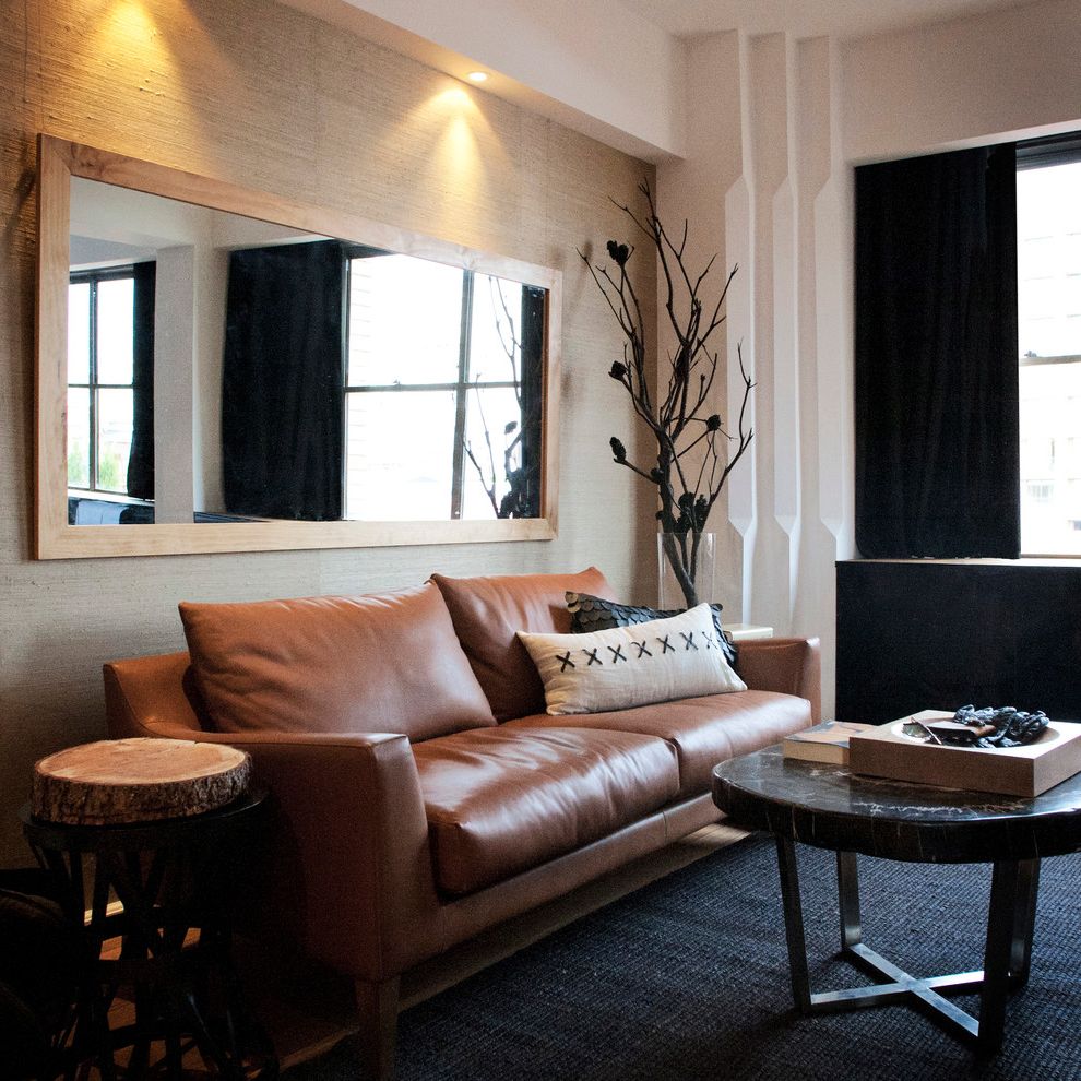 8x10 Natural Fiber Rug with Contemporary Living Room Accent Lighting