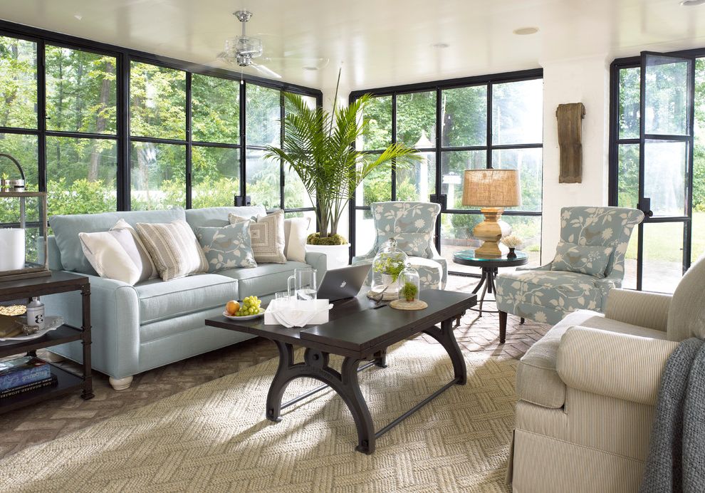 8x10 Natural Fiber Rug with Industrial Family Room Potted Palm