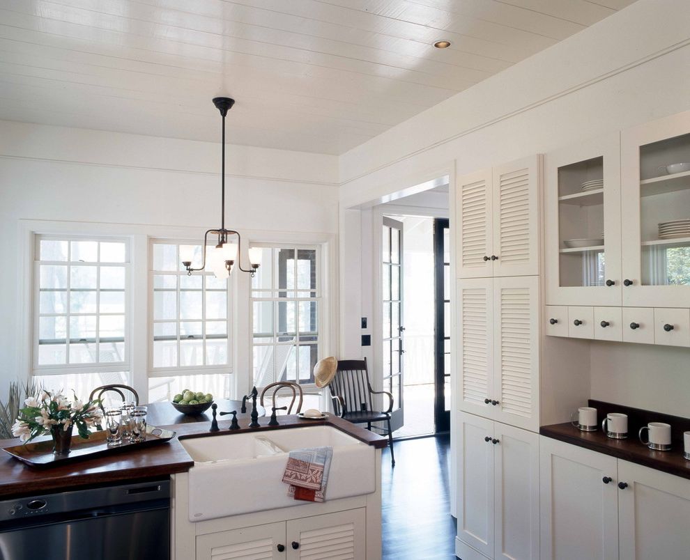 Apron Sink Lowes with Shabby Chic Style Kitchen Louvered Doors