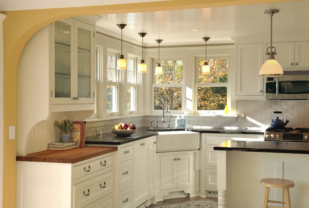 Apron Sink Lowes with Traditional Kitchen Subway Tile