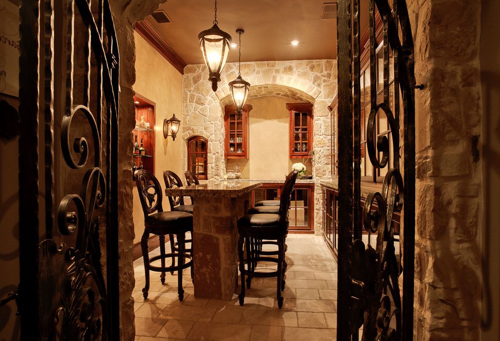 Ashley Furniture Dining Room Sets with Mediterranean Wine Cellar Hand Forged Wrought Iron Doors