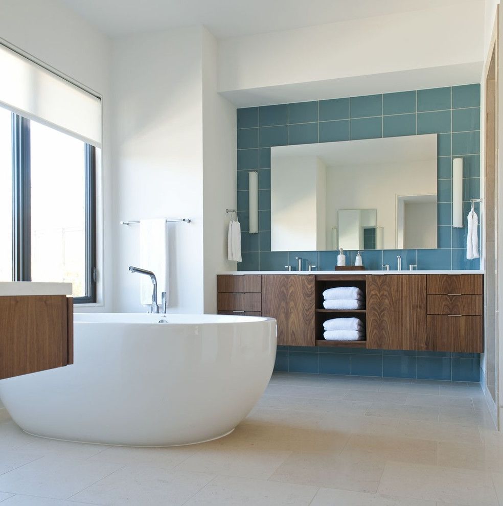 Bathroom Vanity with Makeup Station with Contemporary Bathroom Glass Tile