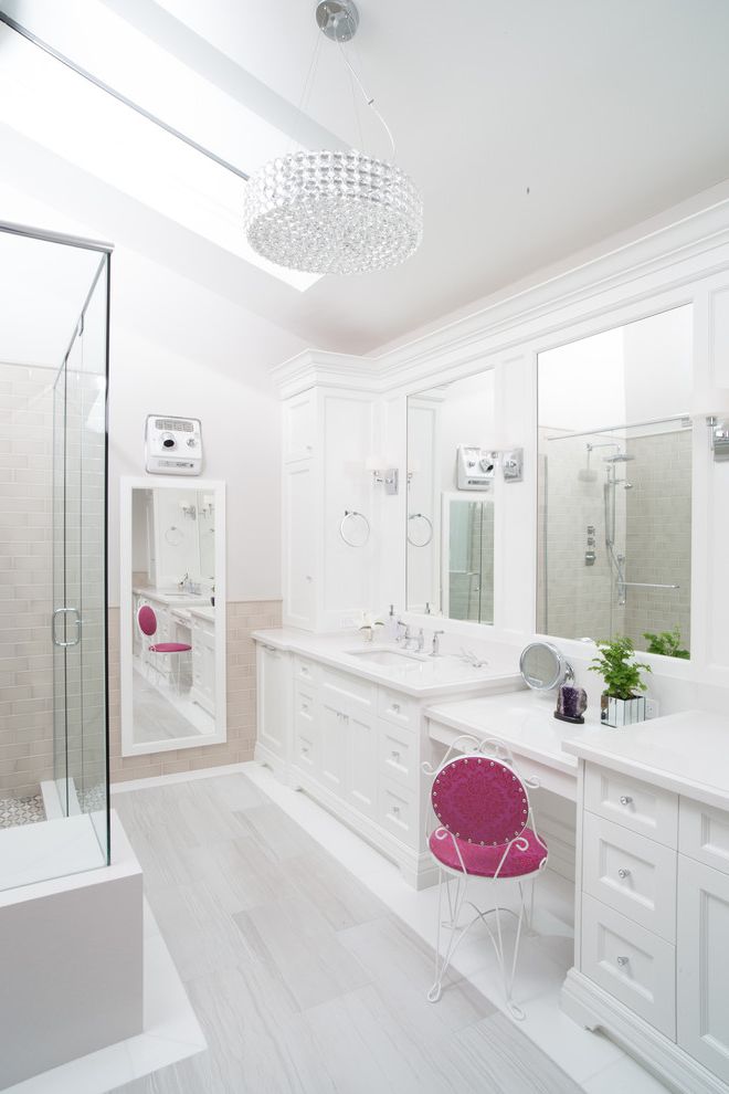 Bathroom Vanity with Makeup Station with Transitional Bathroom Zucchetti Bellagio