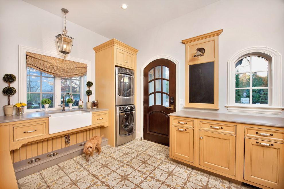 Best Small Animal Pets with Traditional Laundry Room Light Wood Cabinets