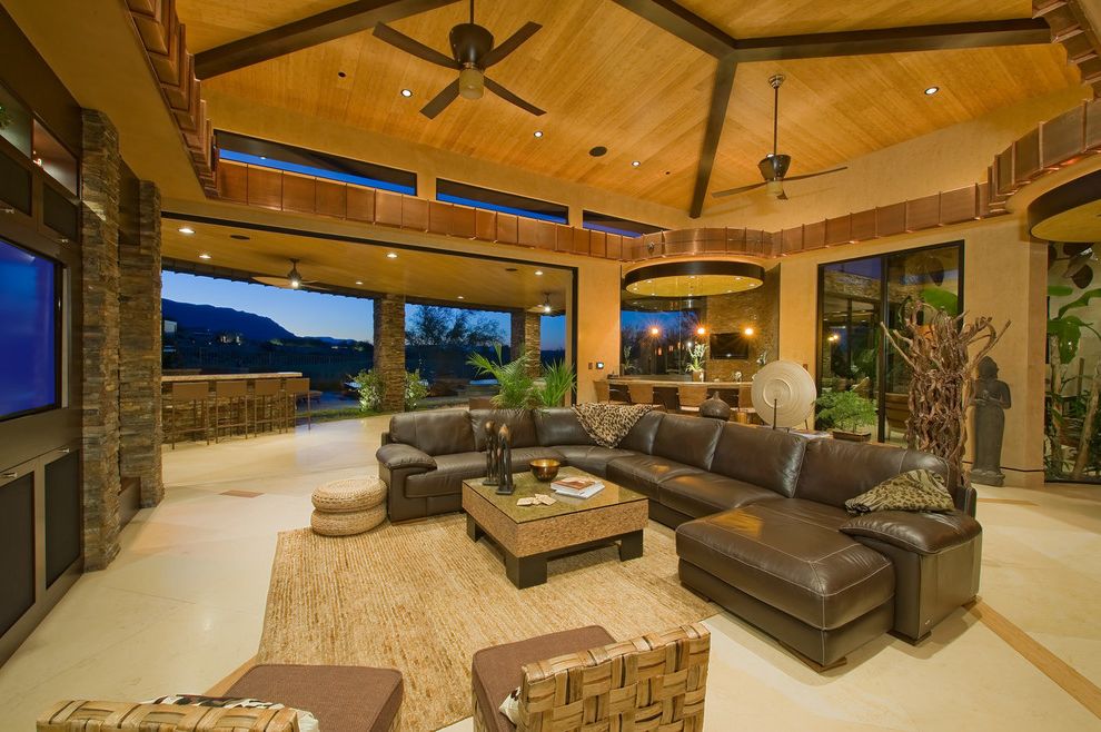 Big Softie Sectional with Contemporary Family Room Recessed Light