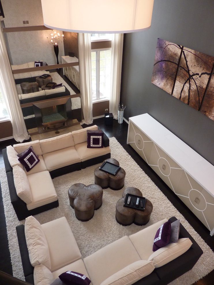 Big Softie Sectional with Contemporary Living Room Drum Shade