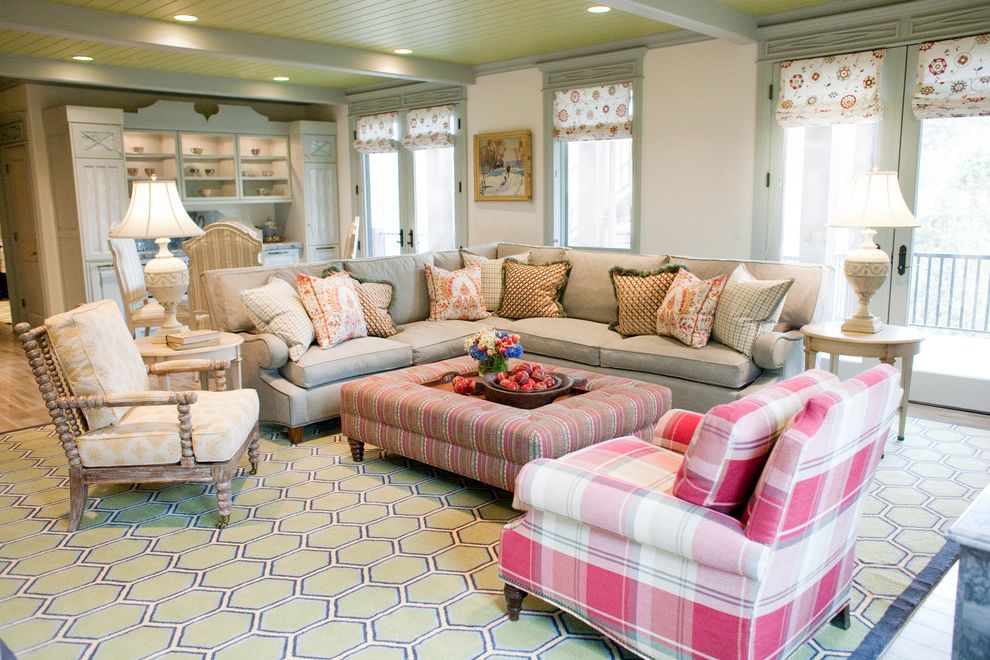Big Softie Sectional with Traditional Family Room Tongue and Groove Ceiling