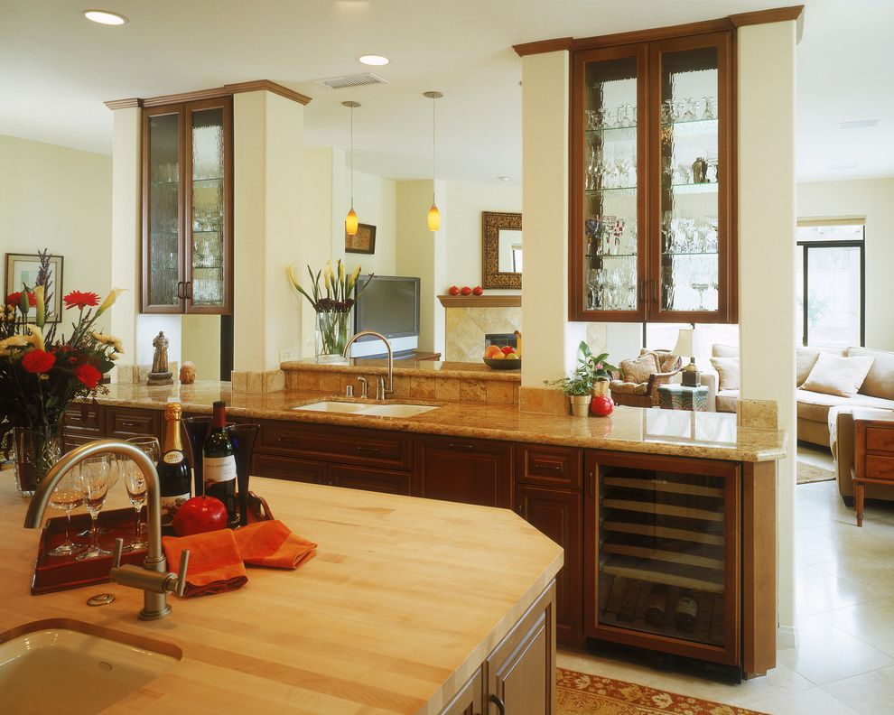Bottom Load Water Cooler with Traditional Kitchen Ceiling Lighting