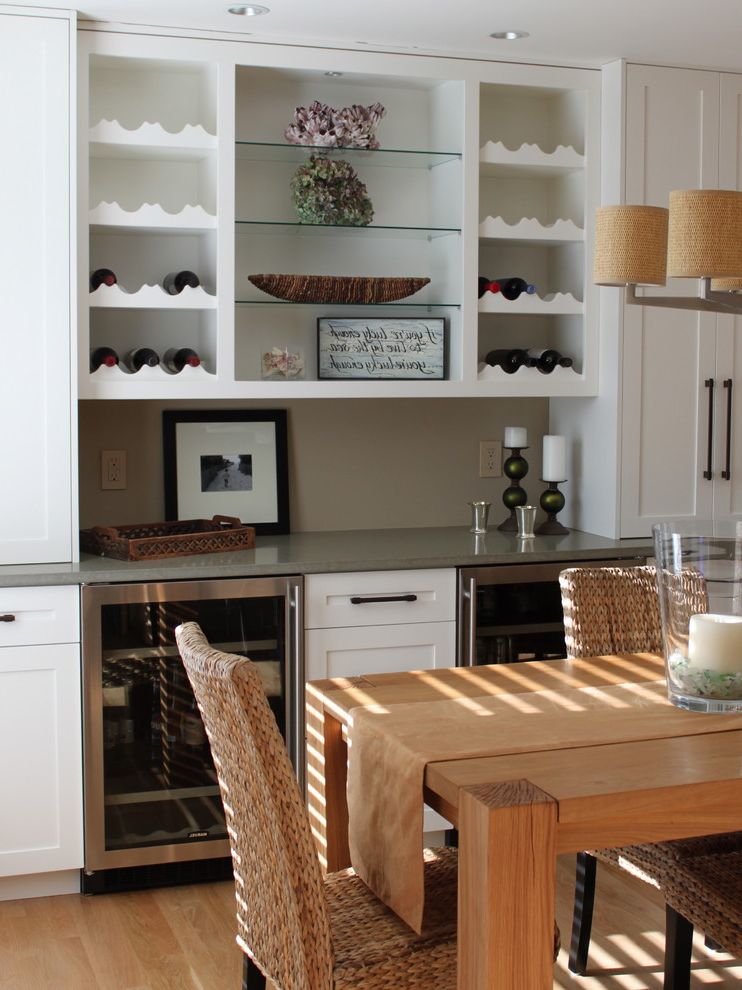 Bottom Load Water Cooler with Transitional Dining Room Wood Table