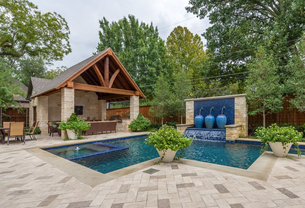Broyhill Outdoor Patio Furniture with Traditional Pool Pool Waterfall