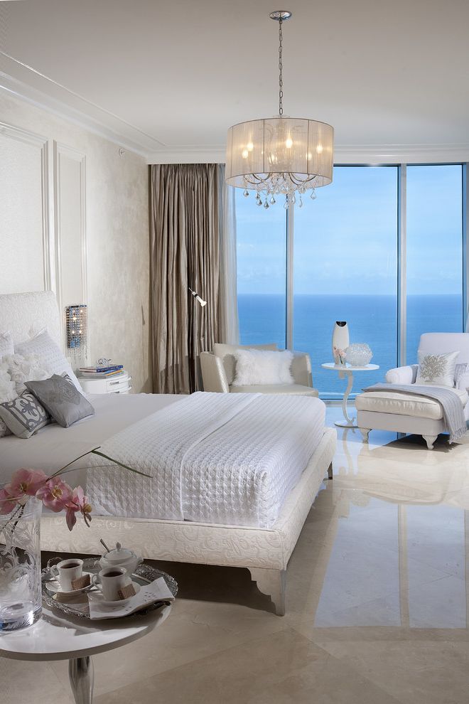 Chandelier for Girl Bedroom with Contemporary Bedroom Drapes