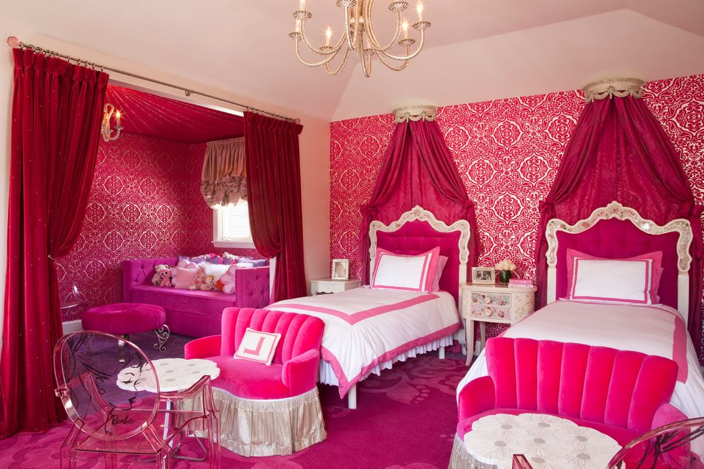 Chandelier for Girl Bedroom with Contemporary Kids Balloon Curtains