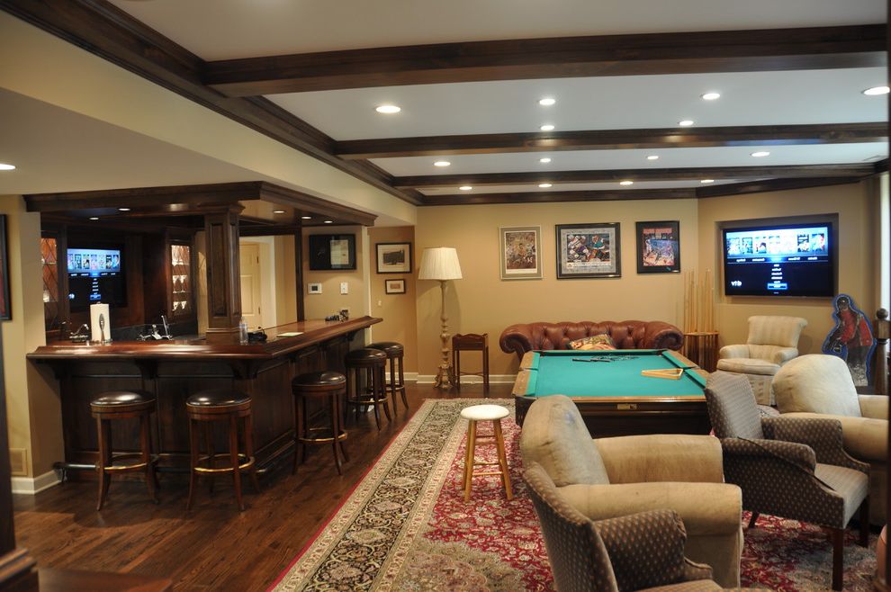 Cheap Flat Screen Tvs with Traditional Family Room Man Cave