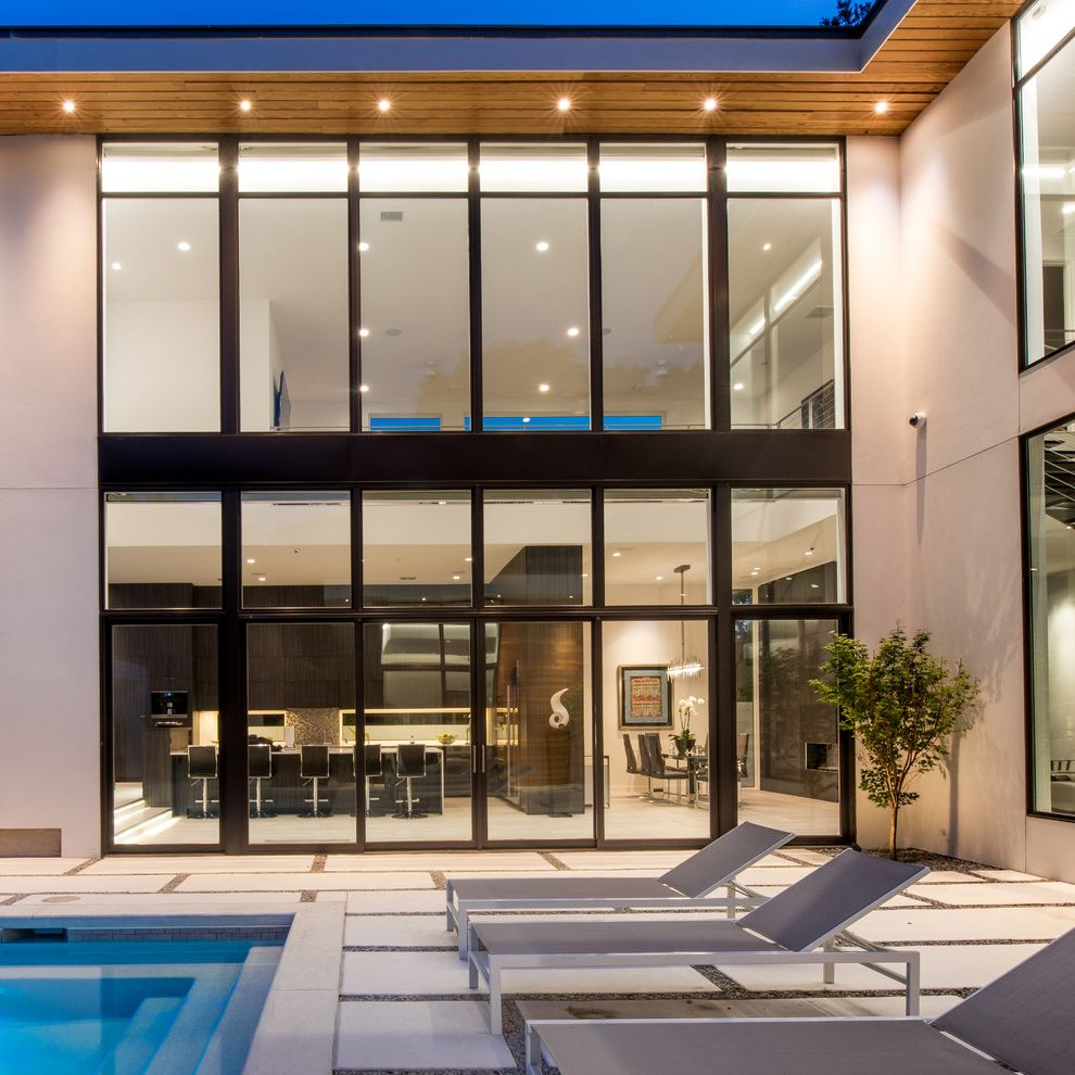 Cheap Patio Furniture Sets with Contemporary Pool Lots of Windows