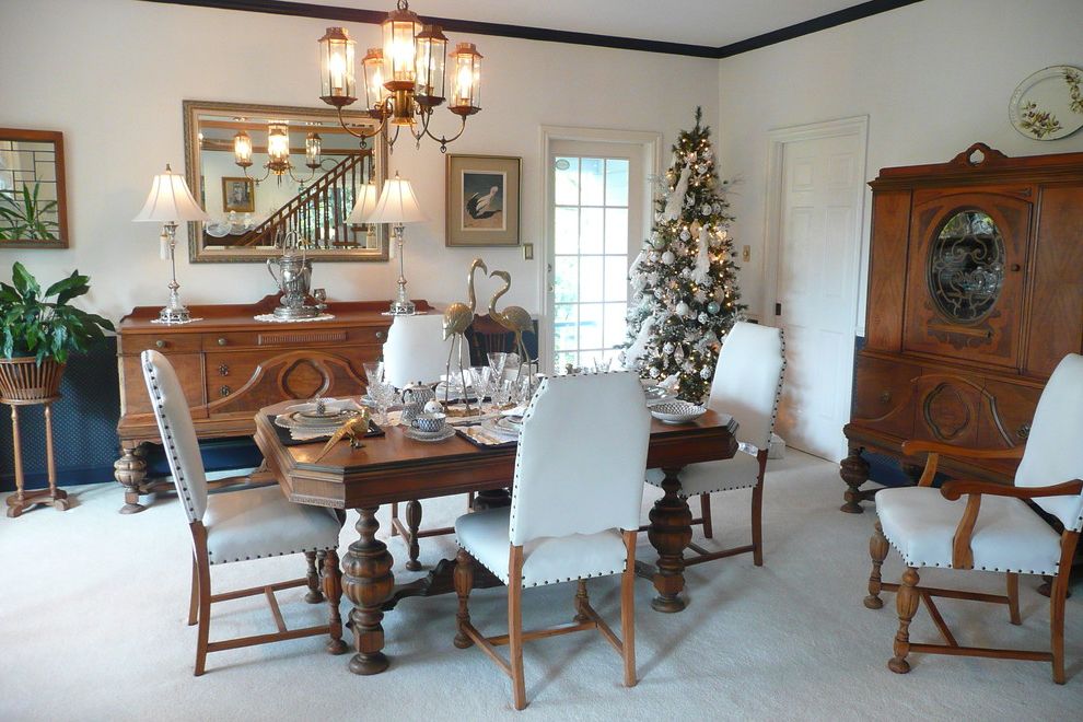 Christmas Tree Storage Container with Traditional Dining Room Nailhead Trim