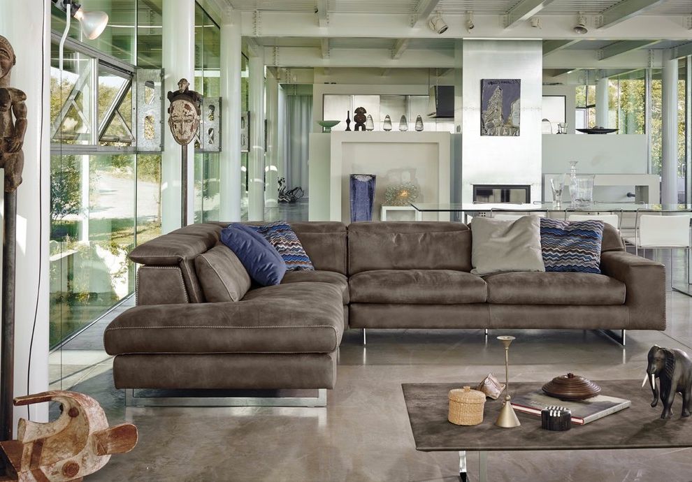 Costco Leather Reclining Sofa with Contemporary Living Room Dining Area