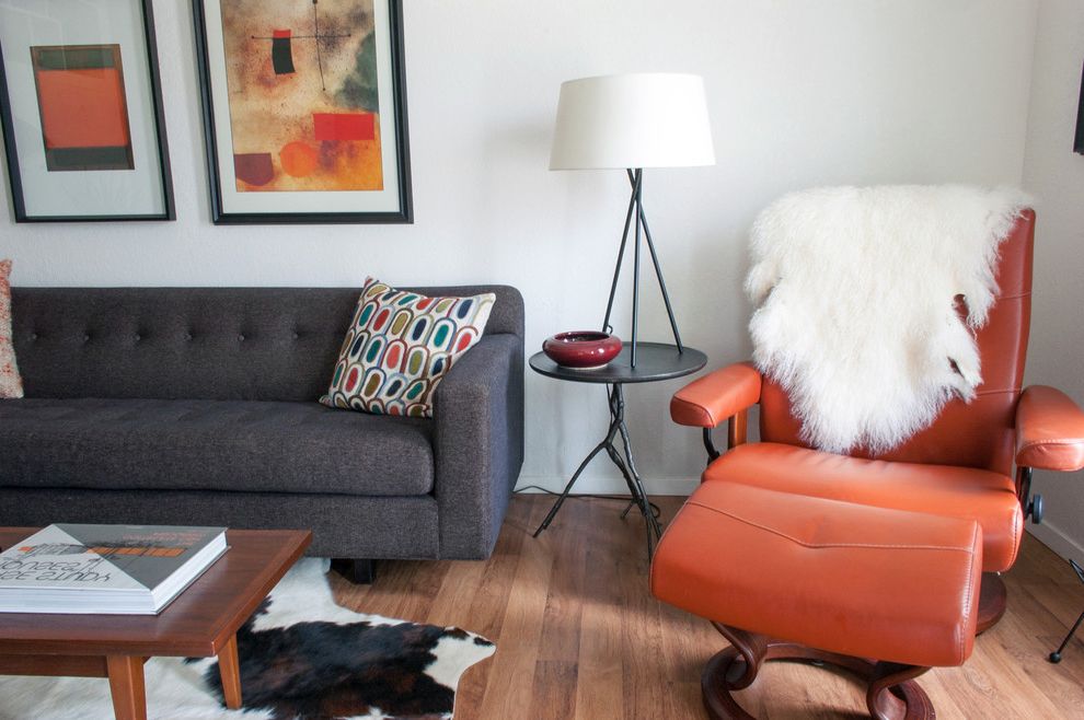 Costco Leather Reclining Sofa with Midcentury Living Room Abstract Art