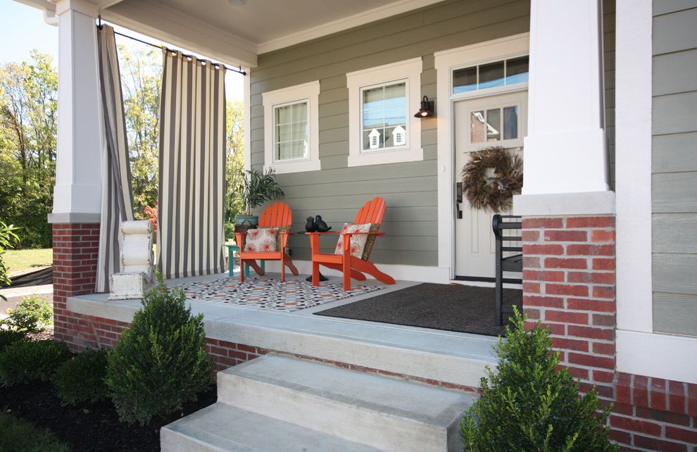 Curtain Rods Angled Windows with Craftsman Porch Tapered Columns