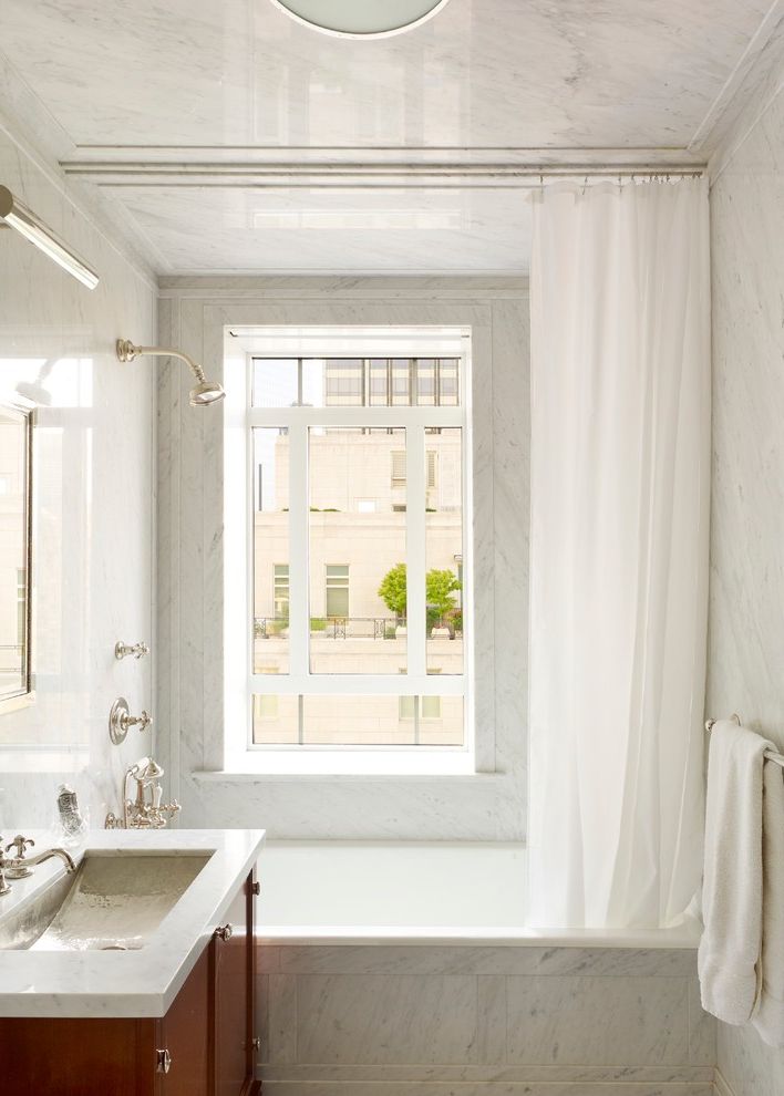 Curtain Rods Angled Windows with Traditional Bathroom Shower
