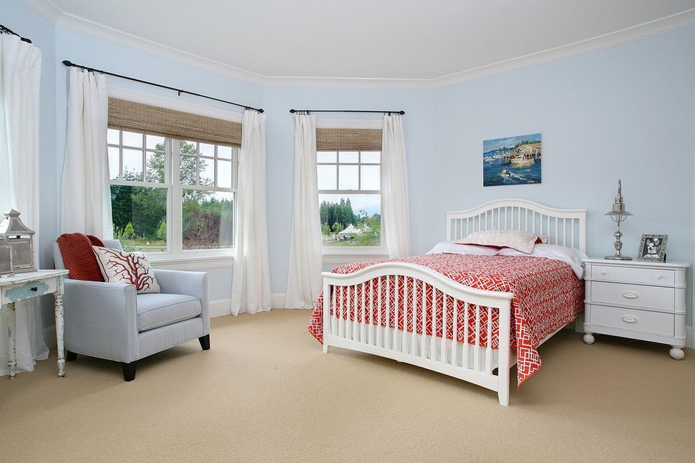 Curtain Rods Angled Windows with Traditional Bedroom Lanterns