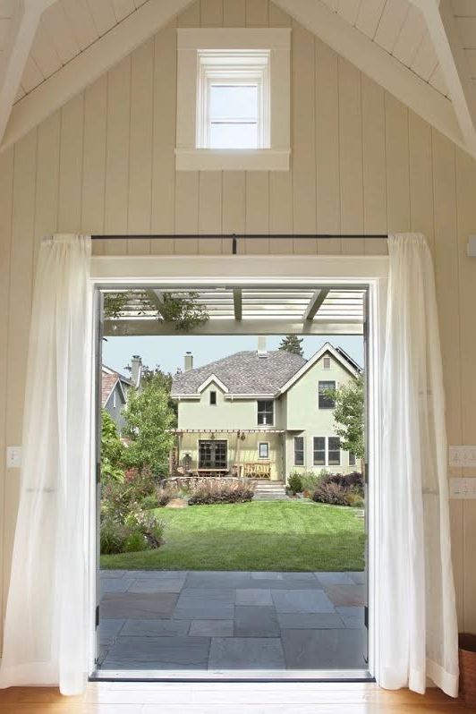 Curtain Rods Angled Windows with Traditional Patio White Sheers