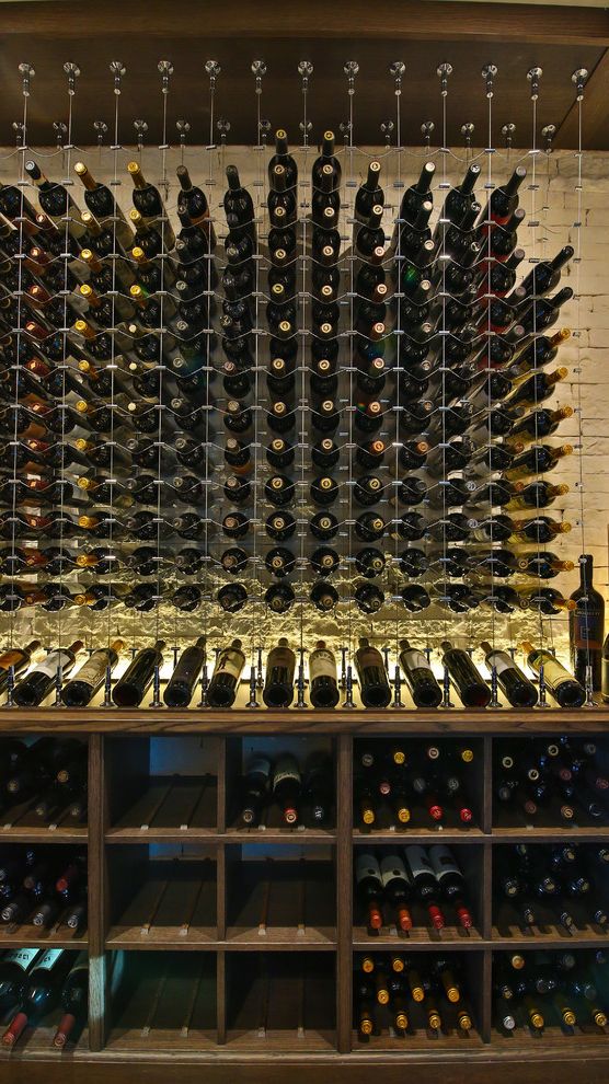 Decorative Garment Rack with Contemporary Wine Cellar Built in Wall Lighting