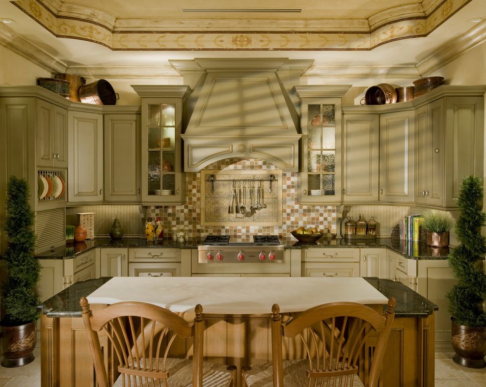 Decorative Garment Rack with Traditional Kitchen Tile Kitchen Backsplash