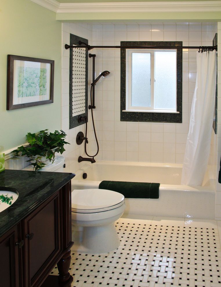 Delta In2ition Bronze with Traditional Bathroom Beige and Black Floor