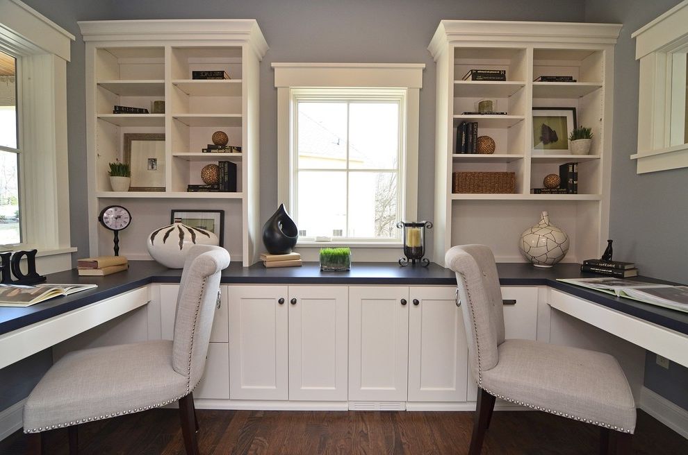 Delta In2ition Bronze with Traditional Home Office Wood Flooring