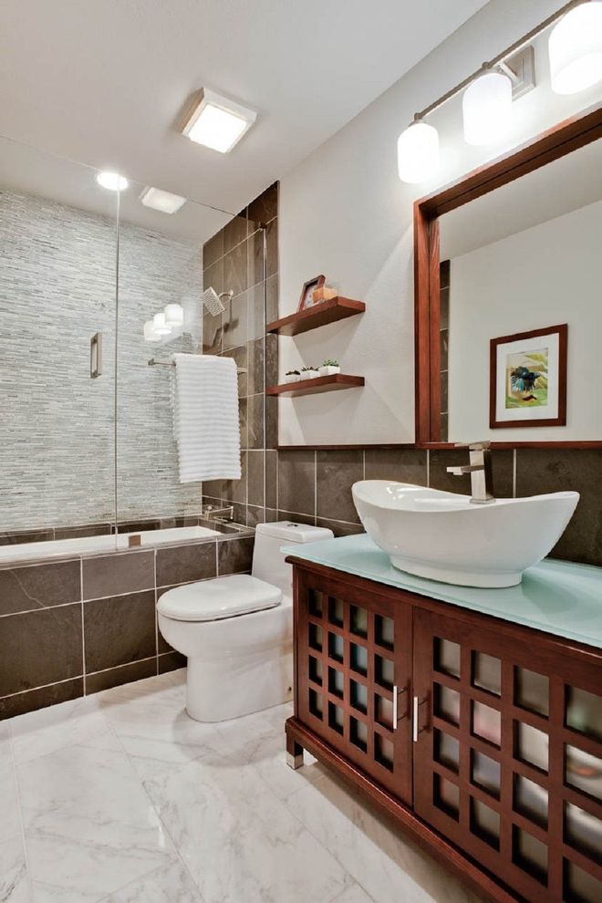 Desks at Costco with Modern Bathroom Glass Mosaic Tile