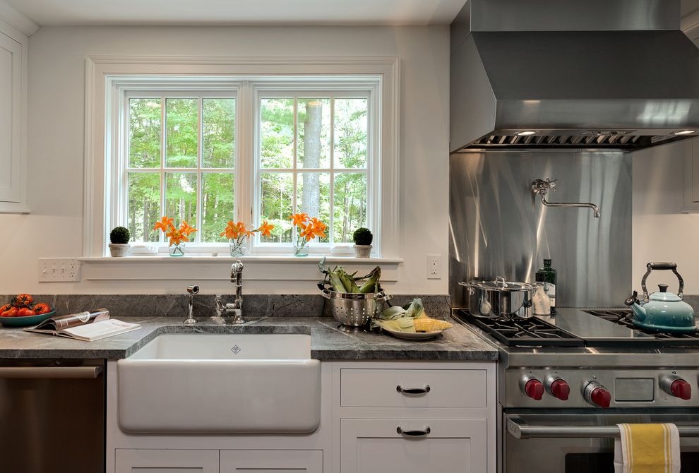 Drop in Farmhouse Sink with Farmhouse Kitchen Large Range