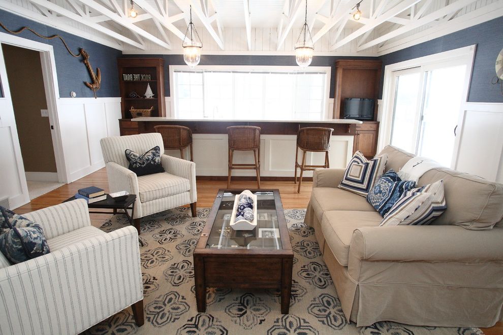 Ethan Allen Bar Stools with Traditional Family Room Wicker