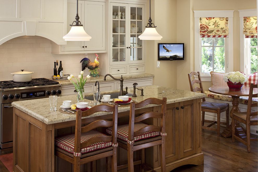 Ethan Allen Bar Stools with Traditional Kitchen Tile Kitchen Backsplash
