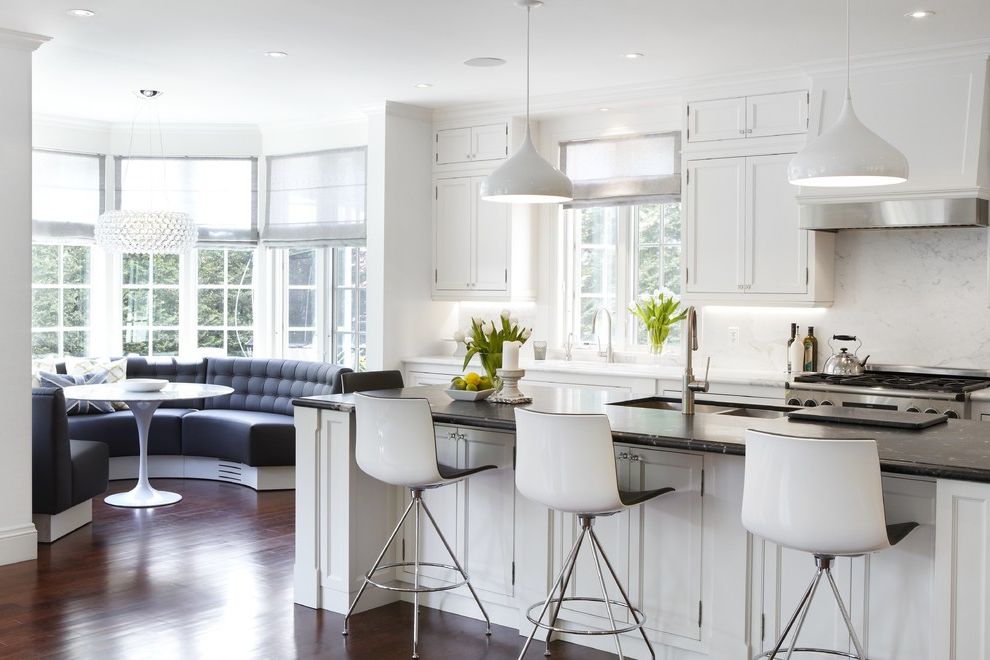 Ethan Allen Bar Stools with Transitional Kitchen Recessed Lighting
