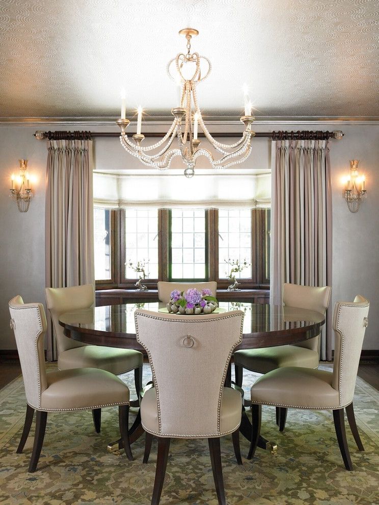 Ethan Allen Recliner Chairs with Traditional Dining Room Sheer Window Treatment