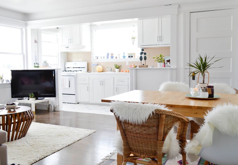 Fake Fur Throws with Eclectic Living Room Beni Ourain Rug