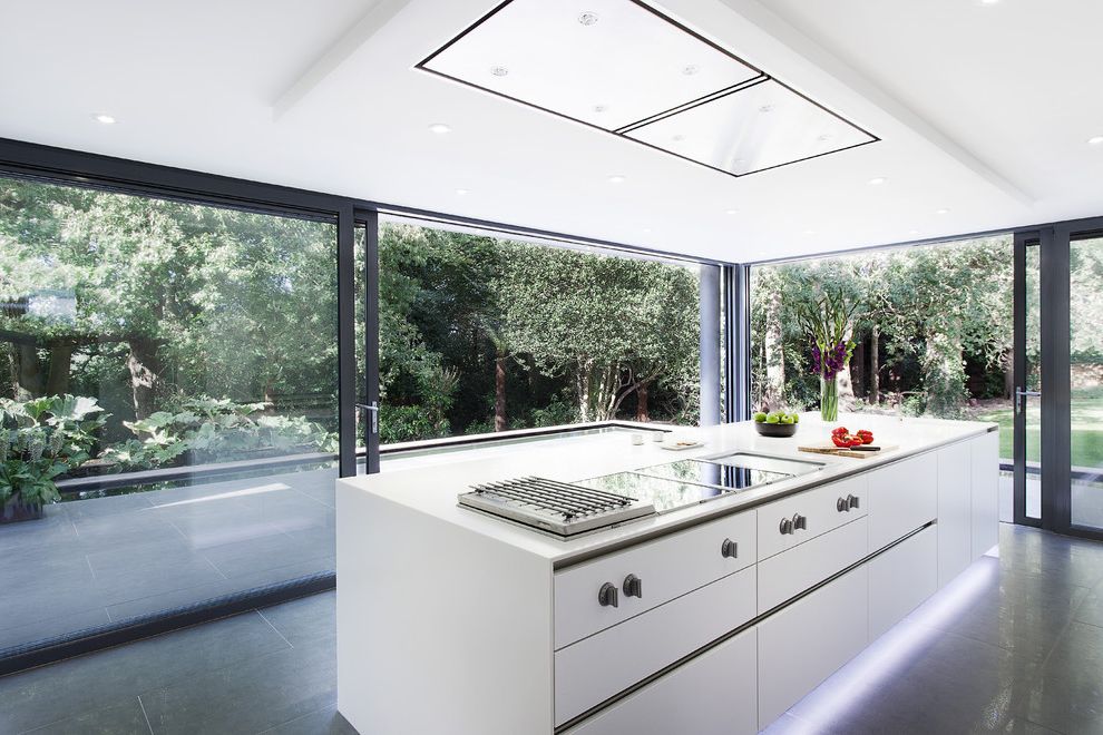 Flush Mount Ceiling Fan Lowes with Modern Kitchen White Cabinets