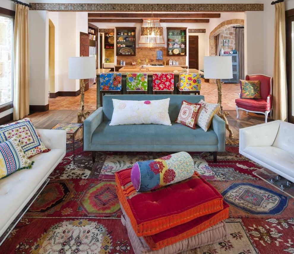 Front Door Curtain Panel with Southwestern Living Room Colorful Accents