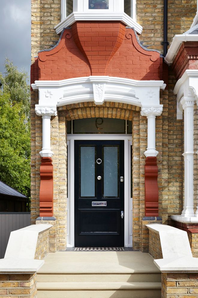 Front Door Curtain Panel with Victorian Entry House Front Design
