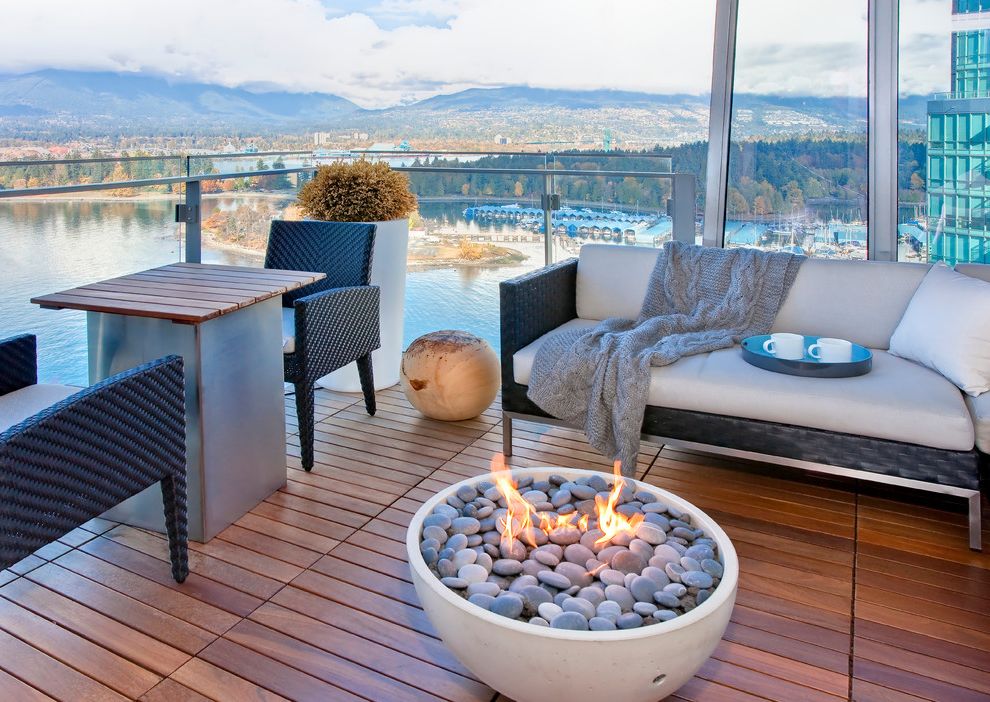 Gas Fire Pit Tables Costco with Contemporary Balcony Wood Deck